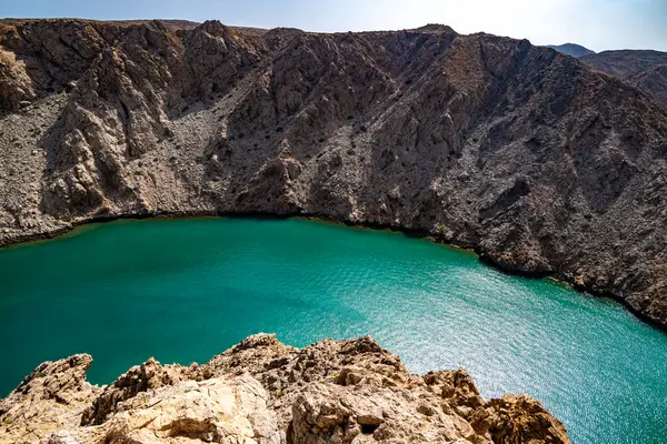 Vista Della Baia Yenkit Nel Governatorato Muscat Oman Foto Stock Royalty Free