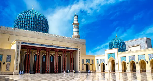 Umman Sohar Daki Sultan Qaboos Büyük Camii Stok Fotoğraf