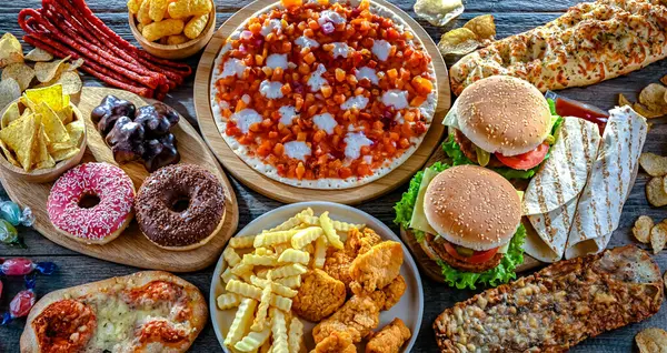 Продукти Підвищують Ризик Раку Скубічна Їжа — стокове фото