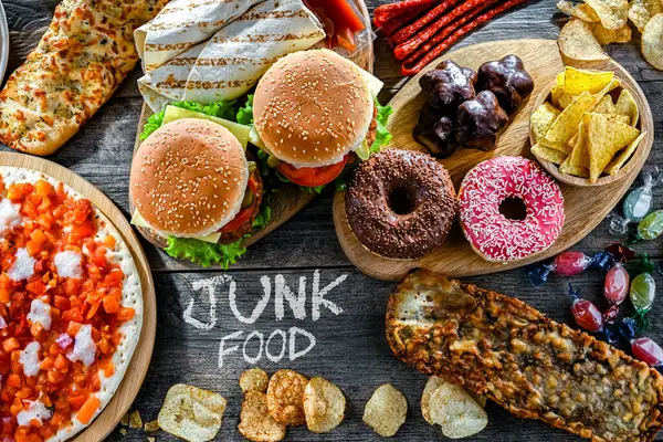 Żywność Zwiększająca Ryzyko Raka Jedzenie Śmieciowe Zdjęcie Stockowe