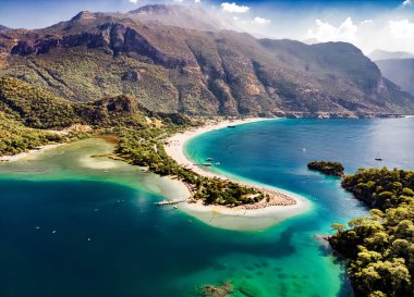 Aerial view of Oludeniz in district of Fethiye, Mugla Province, Turkey clipart