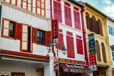 SINGAPORE - 12 Mayıs 2024: Singapur Temple Caddesi 'ndeki Çin Mahallesi Mimarisi