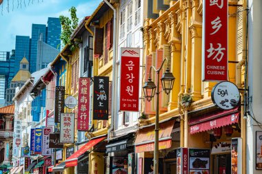 SINGAPORE - 12 Mayıs 2024: Singapur Temple Caddesi 'ndeki Çin Mahallesi Mimarisi