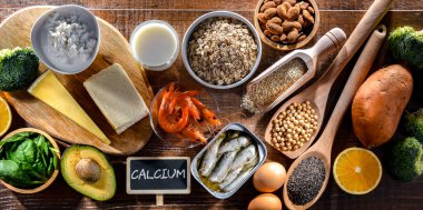 Kalsiyum açısından zengin gıda ürünleriyle bileşim.