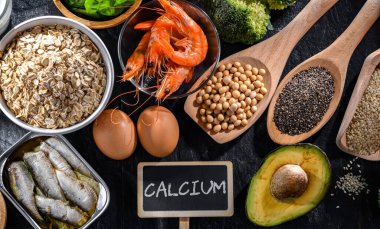 Kalsiyum açısından zengin gıda ürünleriyle bileşim.