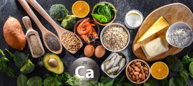 Kalsiyum açısından zengin gıda ürünleriyle bileşim.