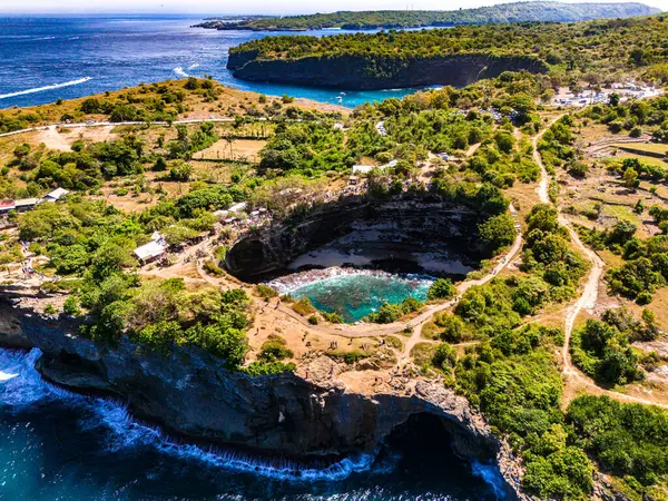 stock image Airview of Broken Beach on Nusa Penida Island, Indonesia