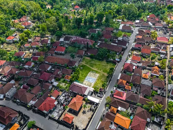 stock image Aerial  view of a small village in Tanglad, Nusa Penida, Klungkung Regency, Indonezja