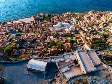 Aerial view of Monemvasia, a town in Laconia, Greece. clipart