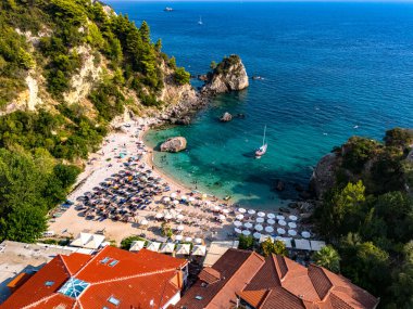 Parga 'daki Piso Krioneri plajı, Preveza, Epirus, Yunanistan.