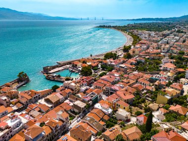 City of Nafpaktos in Aetolia-Acarnania, near Gulf of Corinth, Greece clipart