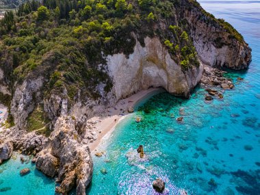 Agios Nikitas Beach, on the coast of Lefkada, in the Ionian Islands of Greece clipart