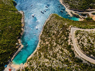 Porto Vromi Plajı, Zakynthos kıyısı, Yunanistan 'ın İyon Adaları
