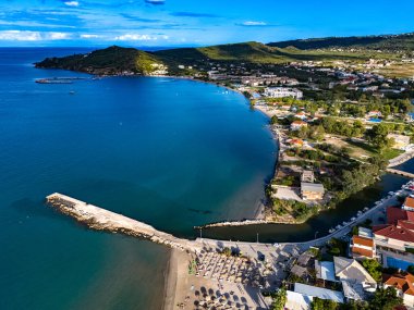 Yunanistan 'ın İyon Adaları' ndaki Zakynthos kıyısındaki Alykes 'in hava manzarası