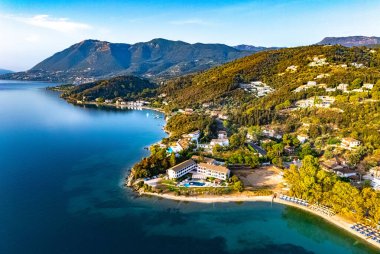 Lefkada Adası yakınlarındaki Lygios Köyü, Yunanistan.