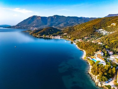 Lefkada Adası yakınlarındaki Lygios Köyü, Yunanistan.