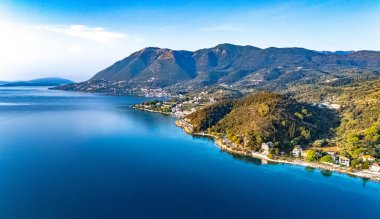 Lefkada Adası yakınlarındaki Lygios Köyü, Yunanistan.