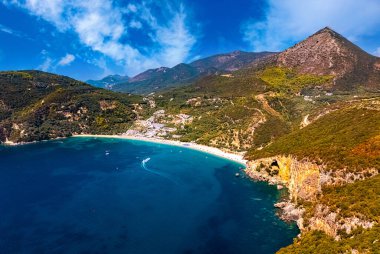 Panoramic view of the beach in Lichnos, near Parga in the region of Preveza in Epirus, Greece. clipart