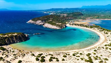Messinia, Yunanistan 'daki Voidokilia Plajı manzarası.