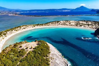 Messinia, Yunanistan 'daki Voidokilia Plajı manzarası.