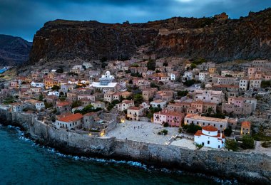 Aerial view of Monemvasia, a town in Laconia, Greece. clipart