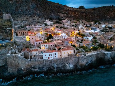 Aerial view of Monemvasia, a town in Laconia, Greece. clipart