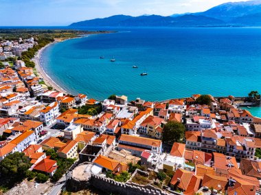 City of Nafpaktos in Aetolia-Acarnania, near Gulf of Corinth, Greece. clipart