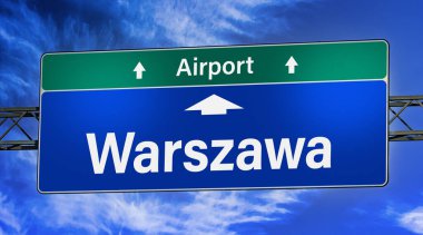 Polonya 'nın Warszawa şehrine giden yolu gösteren tabela..