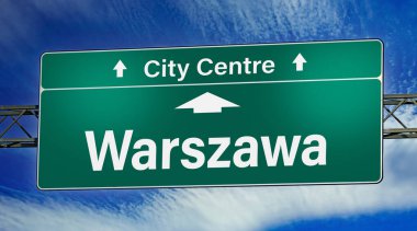 Polonya 'nın Warszawa şehrine giden yolu gösteren tabela..