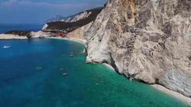 Porto Katsiki Plajı, Lefkada kıyısı, Yunanistan 'ın İyon Adaları