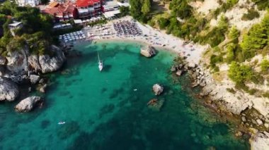 Yunanistan 'ın Epirus kentindeki Preveza bölgesindeki Parga' nın hava manzarası
