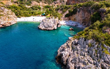 Foneas plajı, güney Moreloponnese, Yunanistan 'daki Messenia' nın bölgesel biriminde..