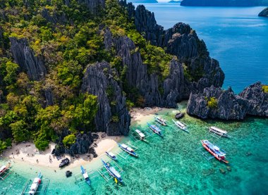 El Nido yakınlarındaki Shimizu Adası, Palawan, Filipinler.