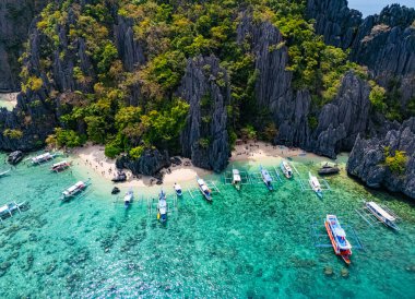 El Nido yakınlarındaki Shimizu Adası, Palawan, Filipinler.