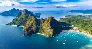 Filipinler, Palawan Adası 'nın kuzeyindeki El Nido' da Corong Corong Plajı