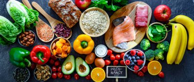 Food products recommended for pregnancy. Healthy diet.
