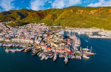 Marmaris 'in Mugla ilindeki hava manzarası, Türkiye.
