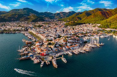 Marmaris 'in Mugla ilindeki hava manzarası, Türkiye.