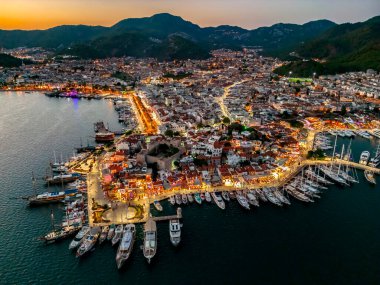 Marmaris 'in Mugla ilindeki hava manzarası, Türkiye.