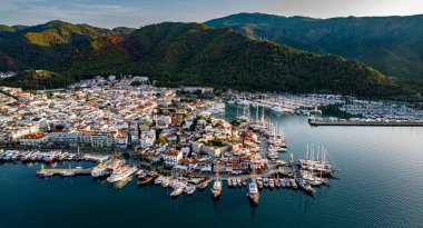 Marmaris 'in Mugla ilindeki hava manzarası, Türkiye.