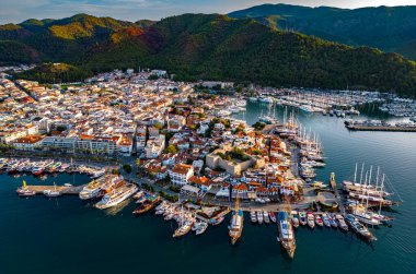 Marmaris 'in Mugla ilindeki hava manzarası, Türkiye.