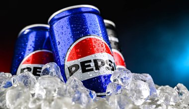 POZNAN, POL - 7 AUG 2024: PepsiCo tarafından üretilen ve üretilen karbonatlı bir meşrubat kutusu. Bu içecek 1893 'te Brad' in İçkisi adı altında üretildi ve geliştirildi.
