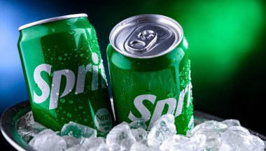 POZNAN, POL - 02 APR 2025: The Coca Cola Company tarafından dağıtılan karbonatlı bir meşrubat.