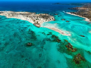 Elafonisi plajının havadan görünüşü, Girit, Yunanistan
