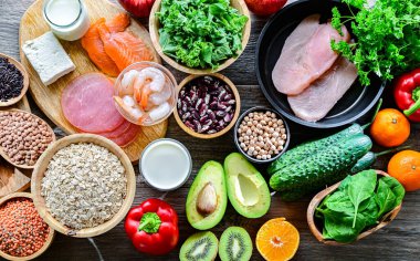 TLC diyetini temsil eden yiyecekler. Terapötik Yaşam Tarzı Değişiklikleri