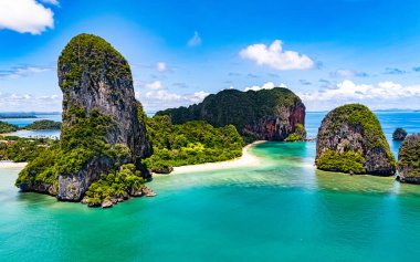 Tayland, Krabi yakınlarındaki Railay 'ın hava görüntüsü