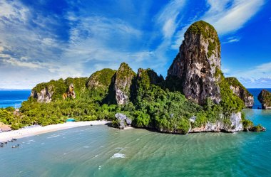 Tayland, Krabi yakınlarındaki Railay 'ın hava görüntüsü