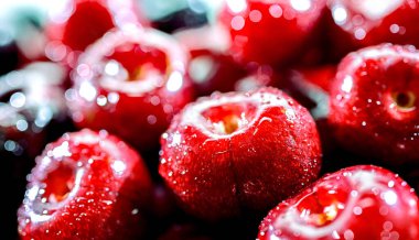 Taze kirazlı kompozisyon.