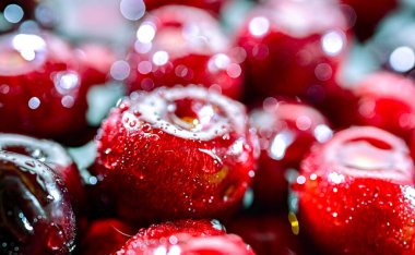 Taze kirazlı kompozisyon.