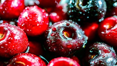 Taze kirazlı kompozisyon.